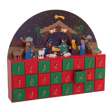 24-Drawer Nativity Advent Calendar Table Decor