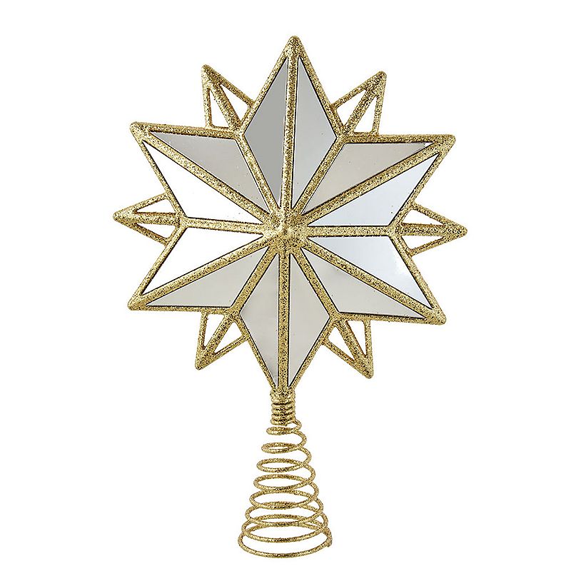 Gold Finish Star Christmas Tree Topper, Multicolor