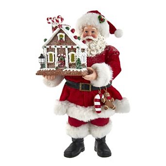 Light-Up Santa Gingerbread House Table Decor