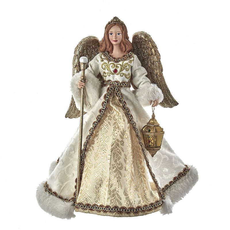 Gold Finish Jeweled Angel Christmas Tree Topper, Multicolor