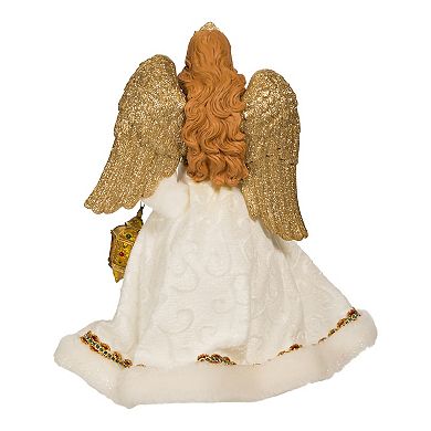 Gold Finish Jeweled Angel Christmas Tree Topper