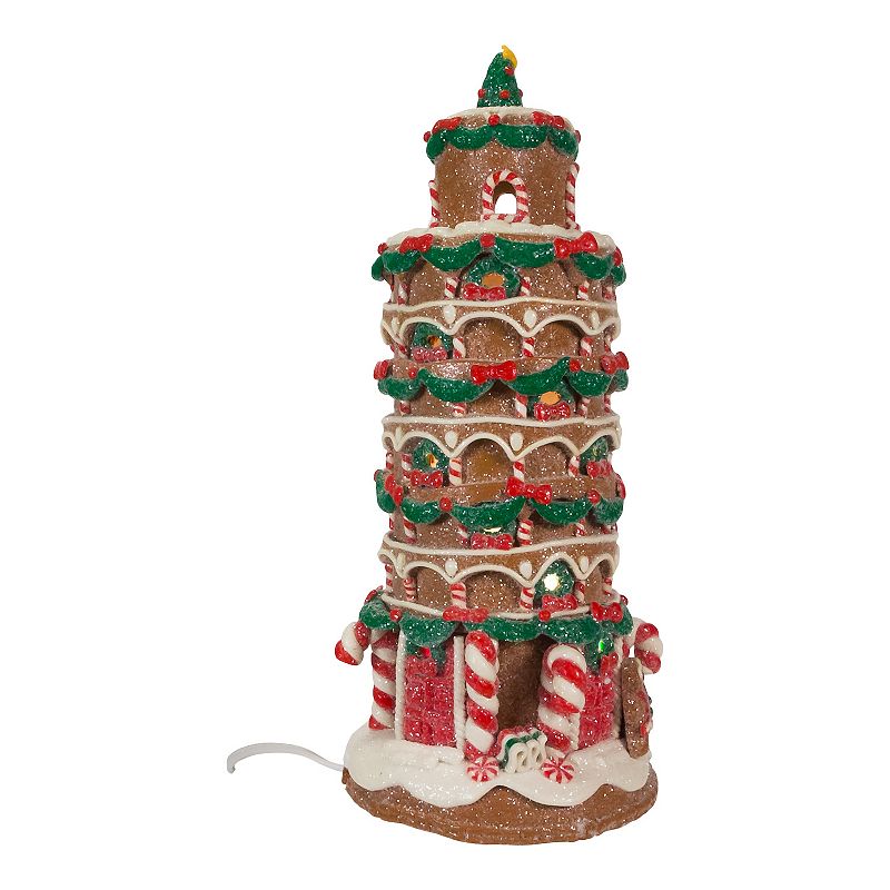 Leaning Tower of Pisa Artificial Gingerbread House Table Decor, Brown