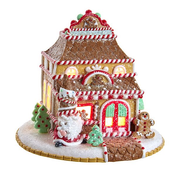 Light-up Artificial Gingerbread Shop Table Decor