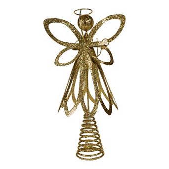 Gold Finish Glitter Angel Christmas Tree Topper