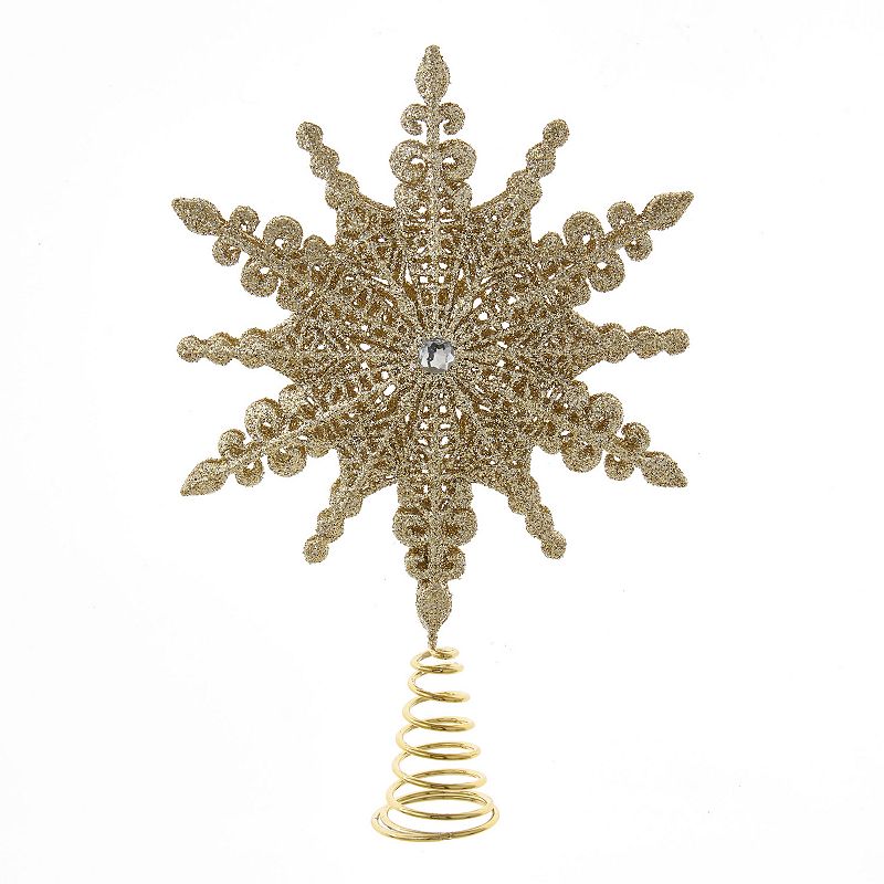 Champagne Gold Finish Star Christmas Tree Topper, Multicolor