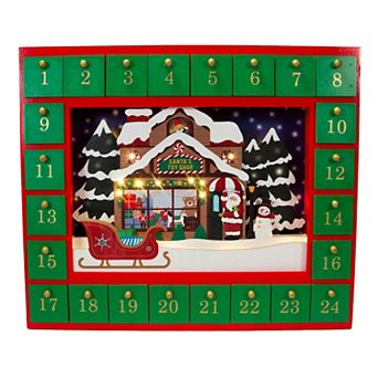 Light-Up Santa Toy Shop Advent Calendar Table Decor