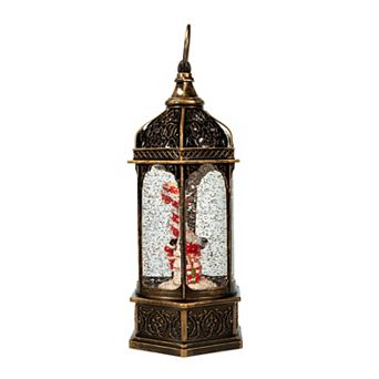 Light-Up Santa Snow Globe Lantern Table Decor