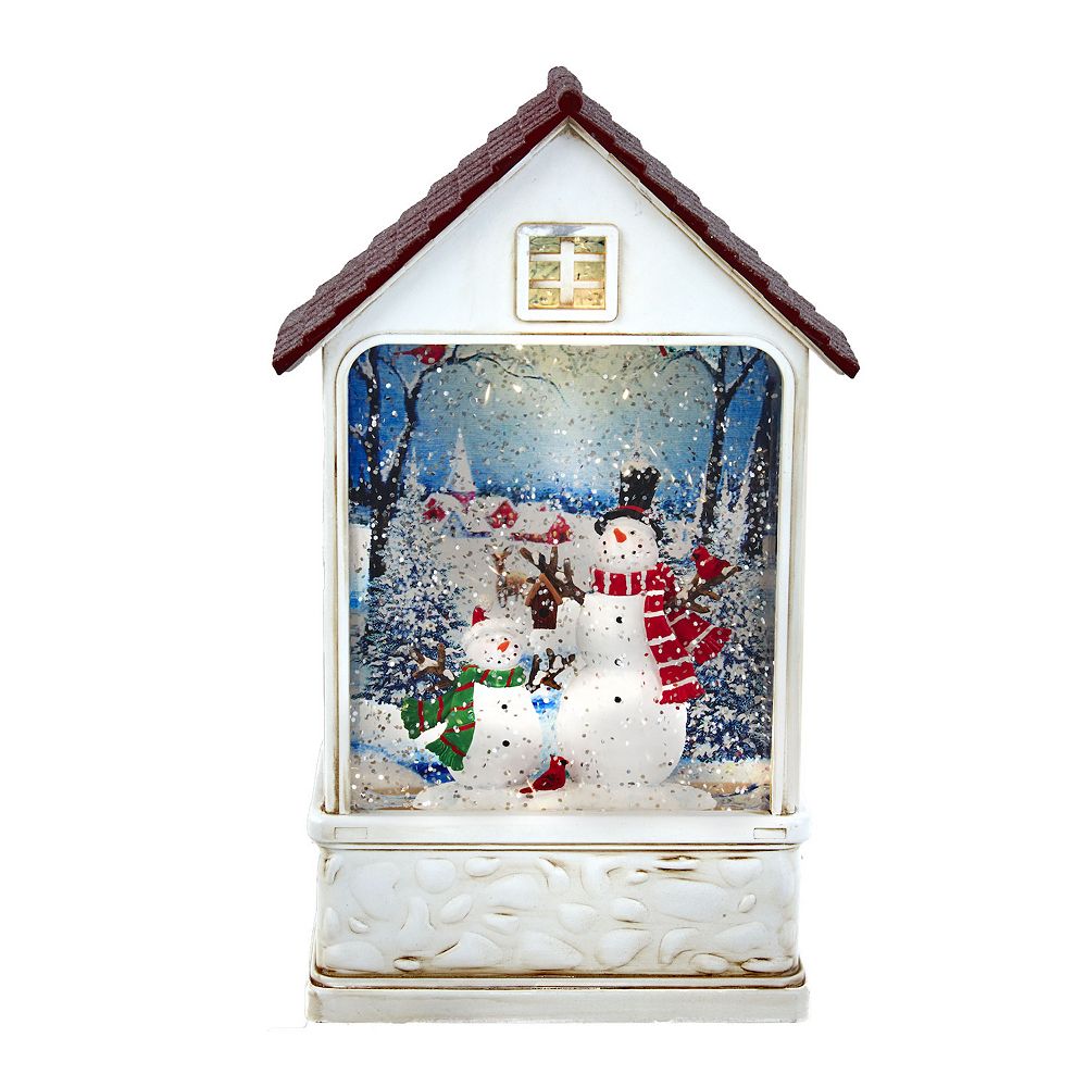 Light-Up Snowman House Lantern Snow Globe Table Decor