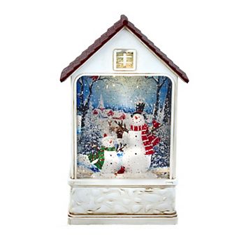 Light-Up Snowman House Lantern Snow Globe Table Decor