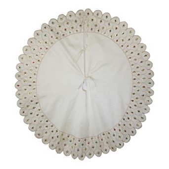 Multicolor Beaded Scalloped Christmas Tree Skirt