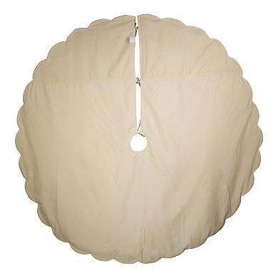 Gold Finish Sequin Scalloped Christmas Tree Skirt