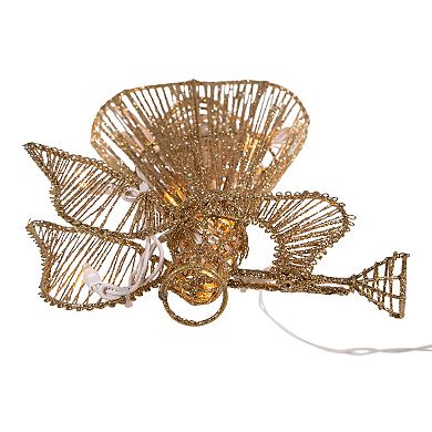 20-Light Gold Finish Glitter Angel Christmas Tree Topper