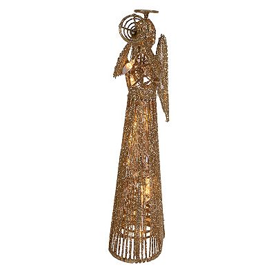 20-Light Gold Finish Glitter Angel Christmas Tree Topper