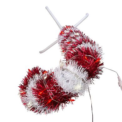 4-ft. Pre-Lit Red White LED Tinsel Candy Cane Outdoor Decor