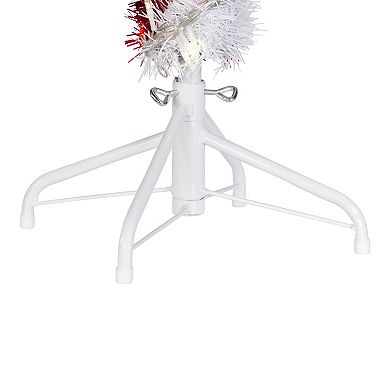 4-ft. Pre-Lit Red White LED Tinsel Candy Cane Outdoor Decor