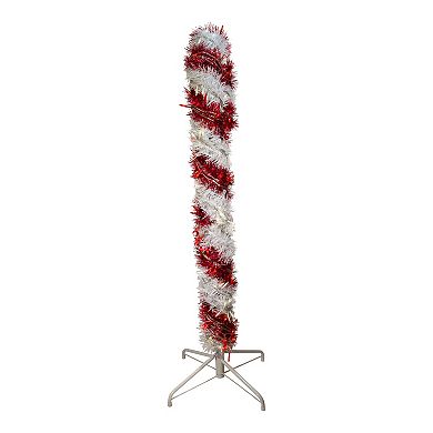 4-ft. Pre-Lit Red White LED Tinsel Candy Cane Outdoor Decor