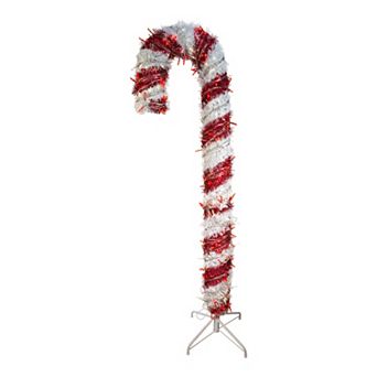 5-ft. Pre-Lit Red White LED Tinsel Candy Cane Outdoor Decor