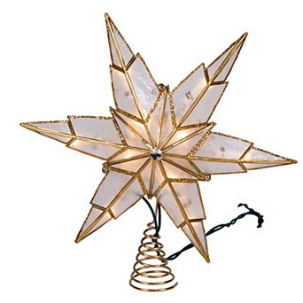 10-Light 6-Point Gold Finish Star Christmas Tree Topper