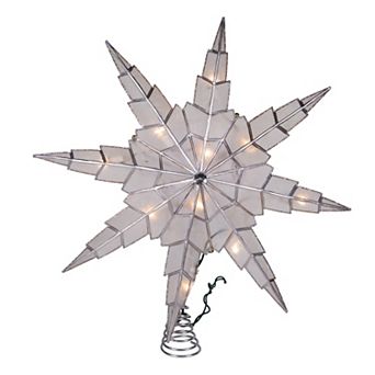 10-Light 8-Point Silver Finish Star Christmas Tree Topper