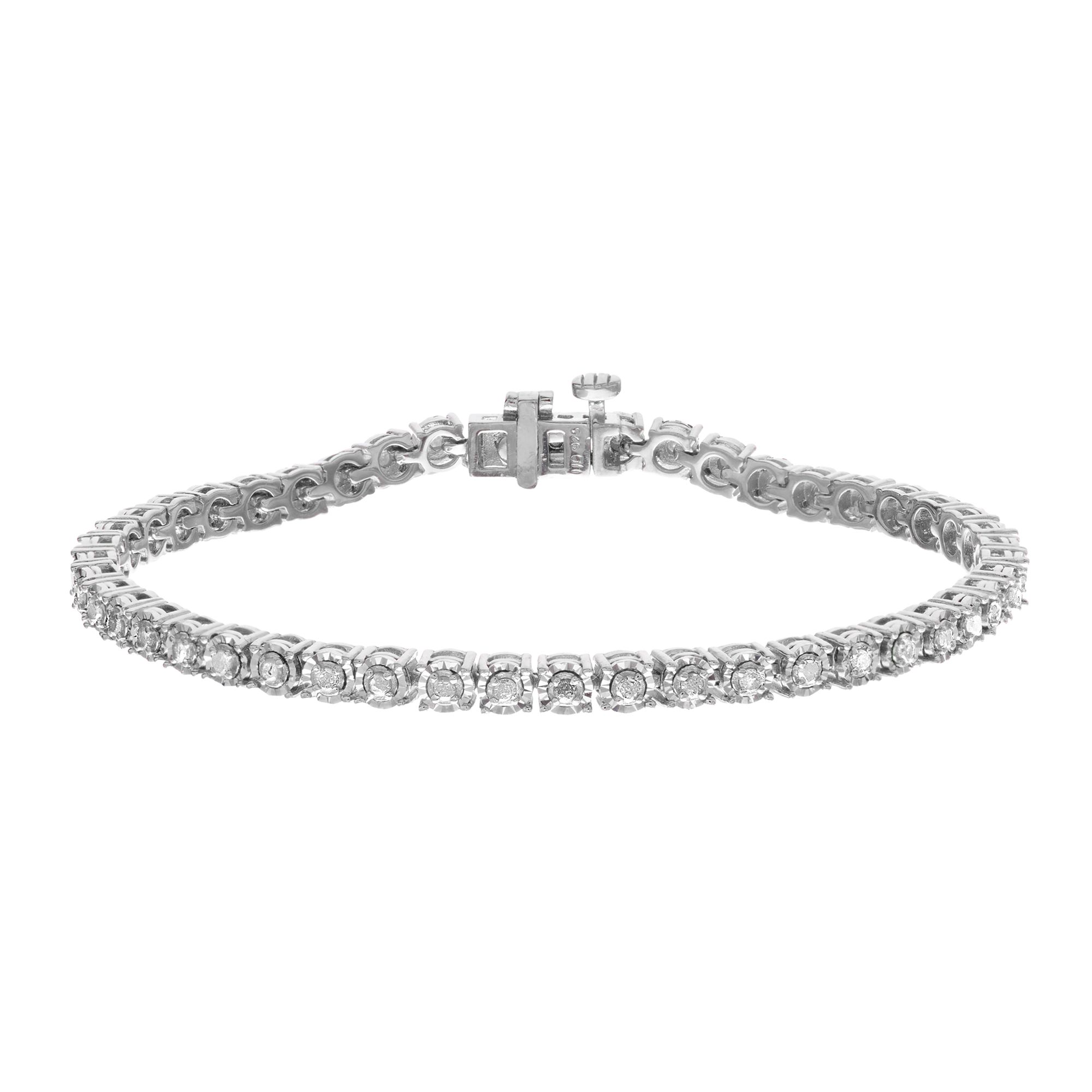 Diamond Brilliance Sterling Silver 1 Carat T.W. Diamond Tennis Bracelet, W
