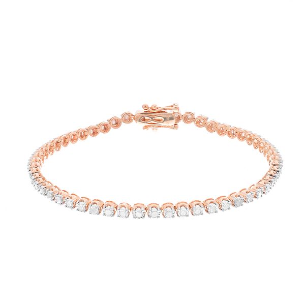 10k Gold 1 Carat T.W. Diamond Tennis Bracelet - Pink