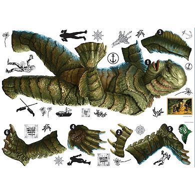 RoomMates Classic Monsters Giant Creature from the Black Lagoon Peel & Stick Wall Decals 32-piece Set