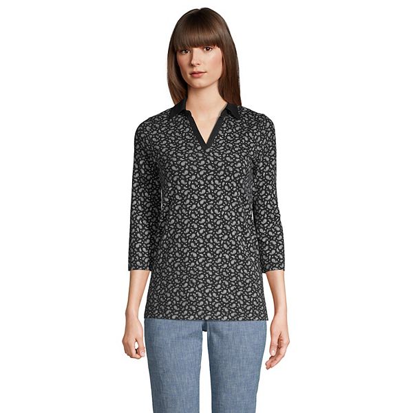 Petite Lands' End Supima Johnny Collar Tunic Top