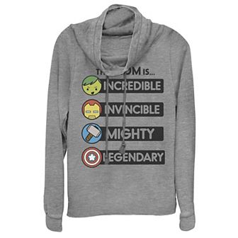 Disney's Marvel "This Mom Is" Women's Mother's Day Hero Strengths Cowlneck Graphic Lightweight Long Sleeve