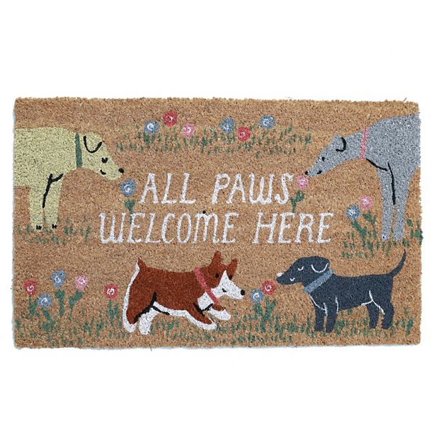 Welcome Doormat with Dog Paws