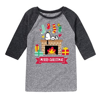 Boys 8-20 Peanuts Christmas Fireplace Raglan Graphic Tee