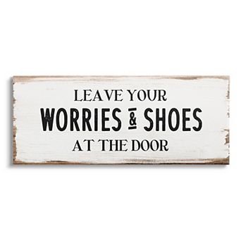 Stupell Home Decor Leave Worries and Shoes At Door Unframed Wall Art