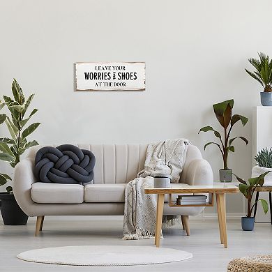 Stupell Home Decor Leave Worries and Shoes At Door Unframed Wall Art