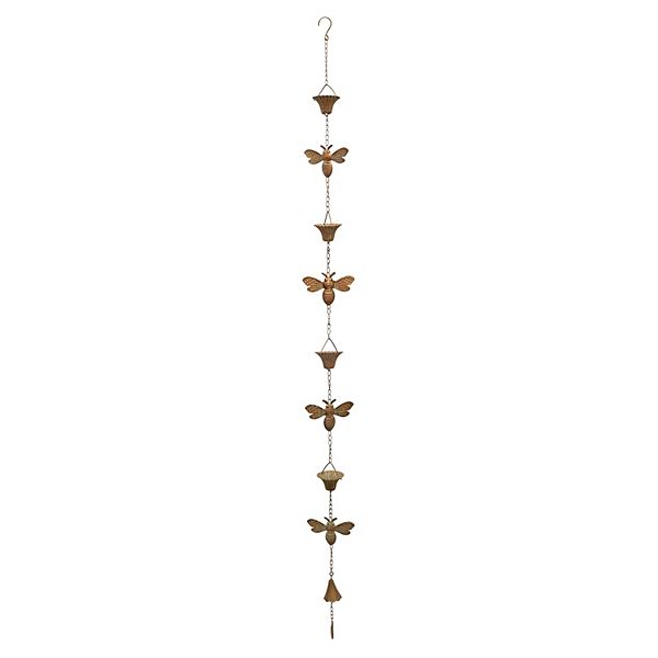 Melrose Bumble Bee Rain Chain Garden Decor - Gold