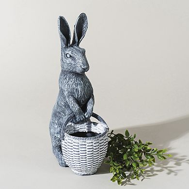 Melrose Standing Rabbit Basket Statue Table Decor