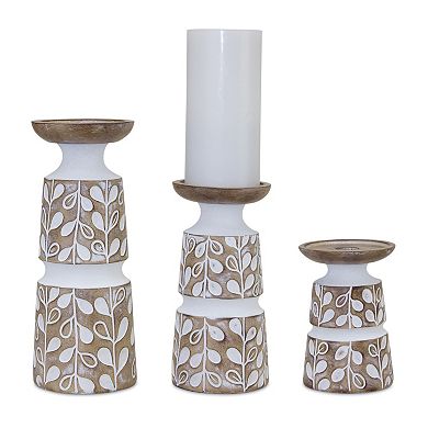 Melrose Leaf Pillar Candle Holder Table Decor 3-piece Set