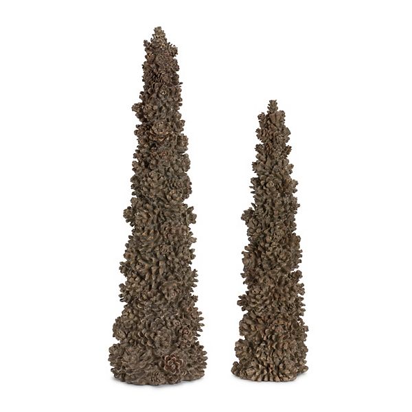 Melrose Holiday Artificial Pine Cone Tree Table Decor 2piece Set