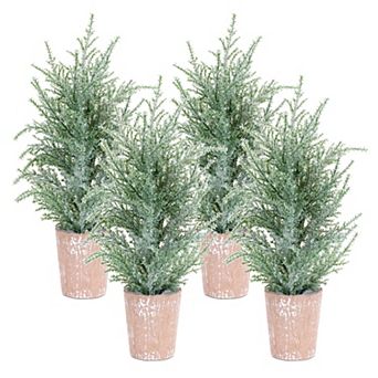 Melrose Flocked Artificial Pine Tree Floor Decor 4 pc Set