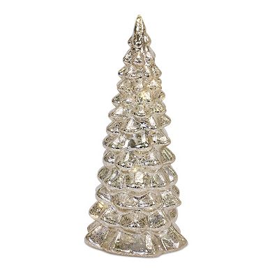 Melrose Mercury Glass LED Christmas Tree Table Decor 4-piece Set