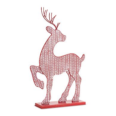 Melrose Faux Knit Deer Christmas Floor Decor 2-piece Set