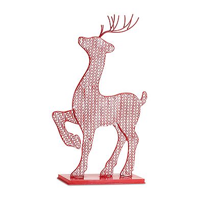 Melrose Faux Knit Deer Christmas Floor Decor 2-piece Set