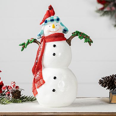 Melrose Holiday Snowman Cardinal Figurine Table Decor