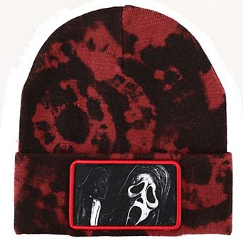 Ghost Face Patch Tie Dye Knit Beanie