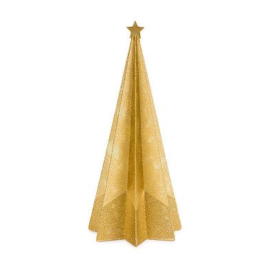 Melrose Gold Finish Christmas Tree Floor Decor 2-piece Set