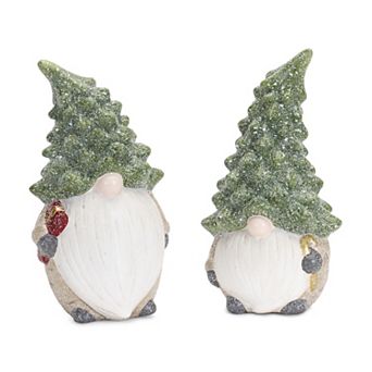 Melrose Christmas Tree Gnome Figurine Table Decor 2 pc Set