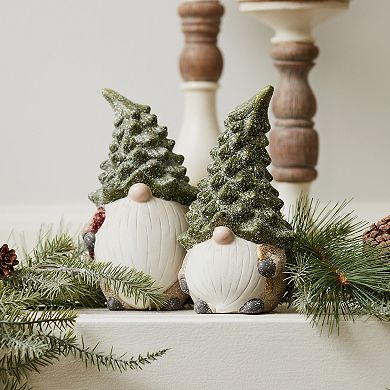 Melrose Christmas Tree Gnome Figurine Table Decor 2-piece Set