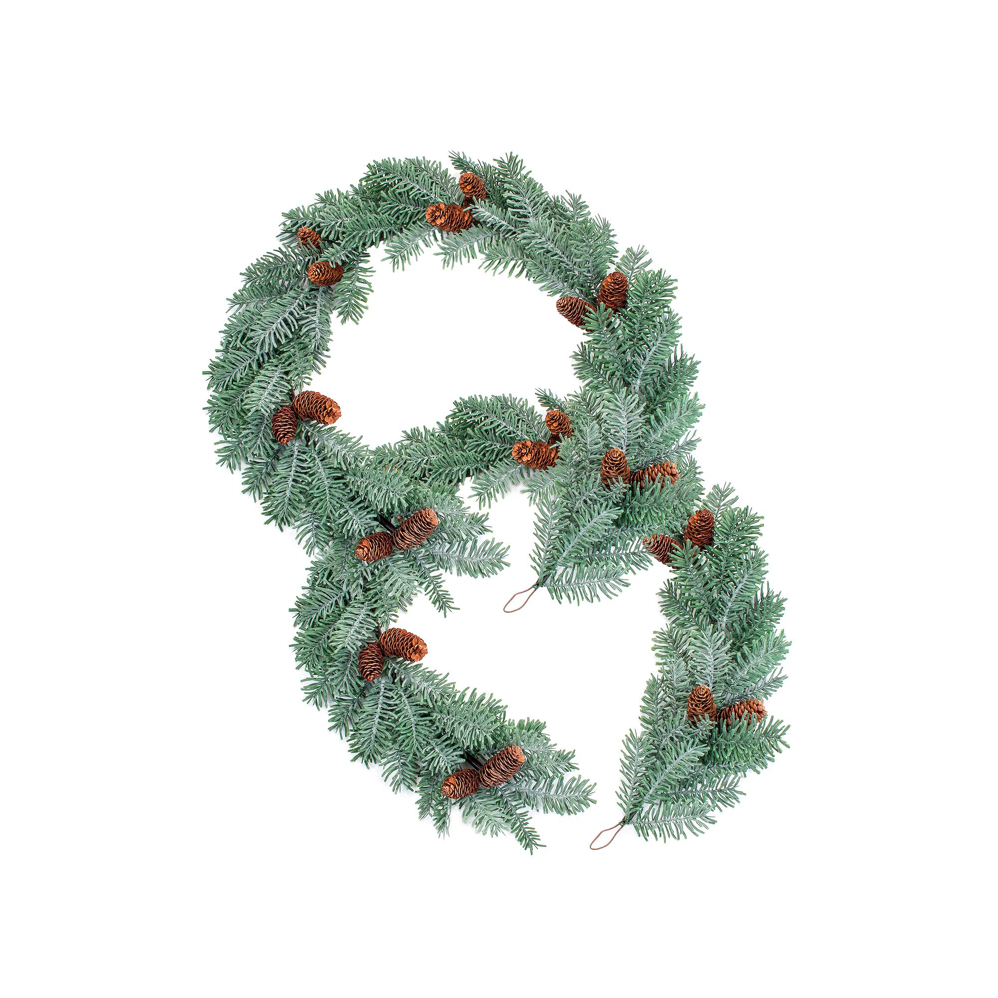 Melrose Artificial Pine Christmas Garland 2-piece Set, Green