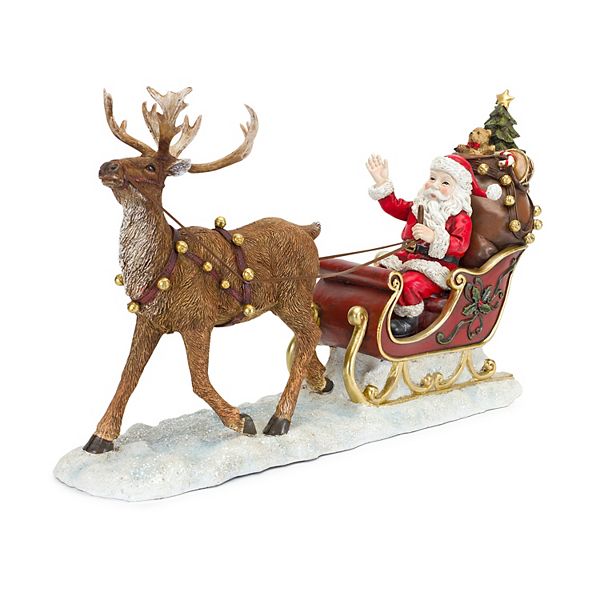 Melrose Christmas Santa Sleigh Reindeer Table Decor