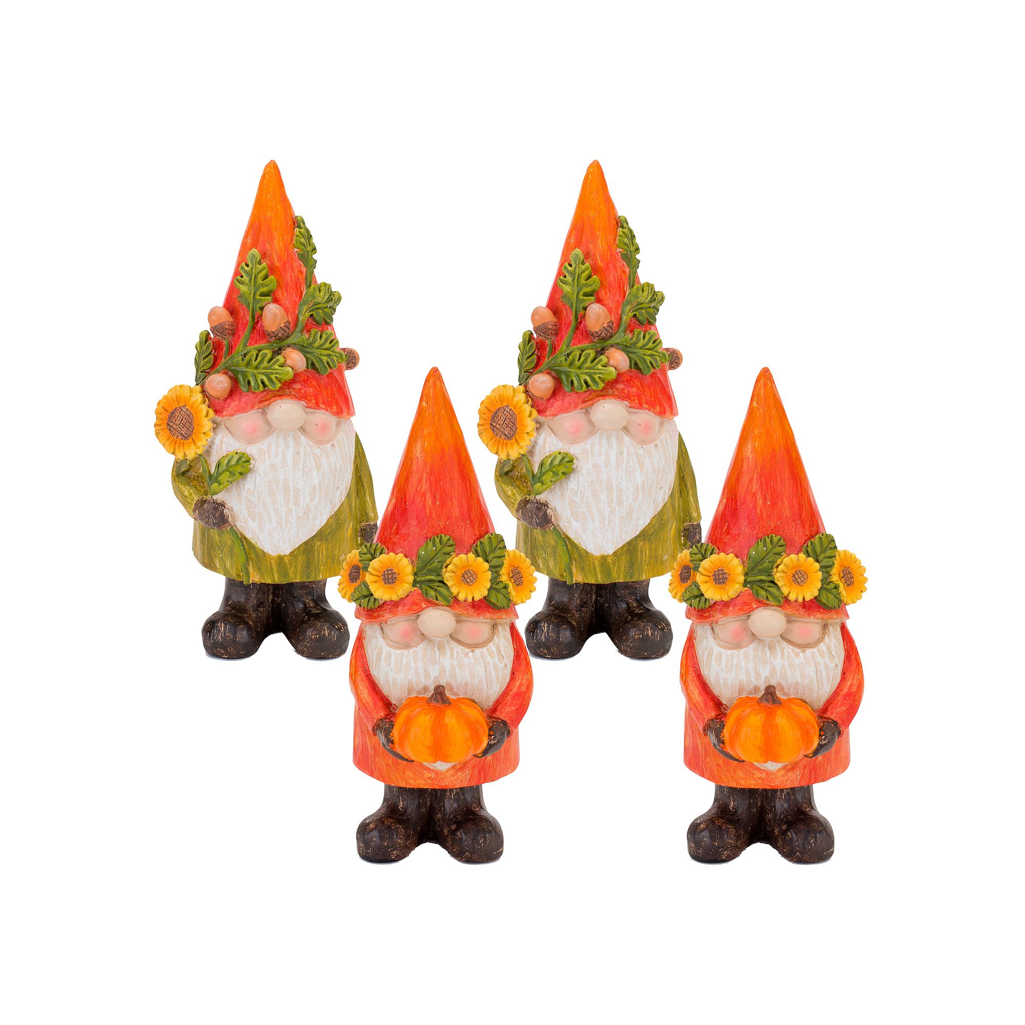 Melrose Fall Gnome Figurine Table Decor 4-piece Set, Multi