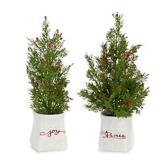 Melrose Pine Christmas Artificial Tree Floor Decor 2 pc Set