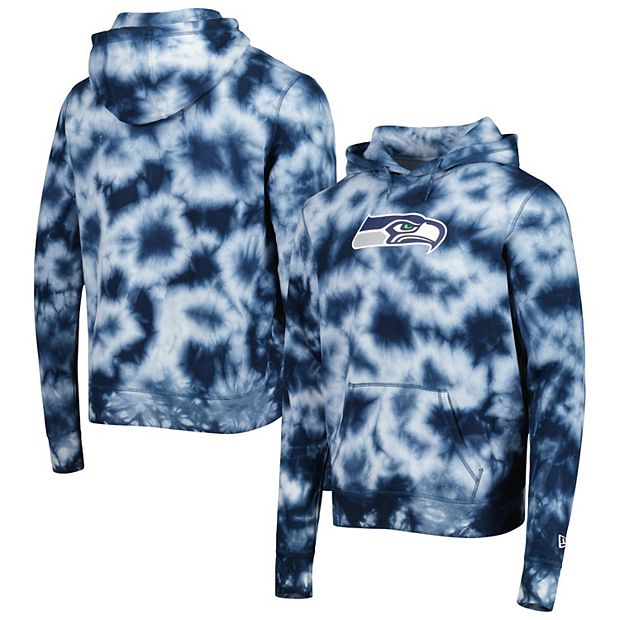 New Era Women's College Navy Seattle Seahawks Tie Dye Fleece Full-Zip Hoodie